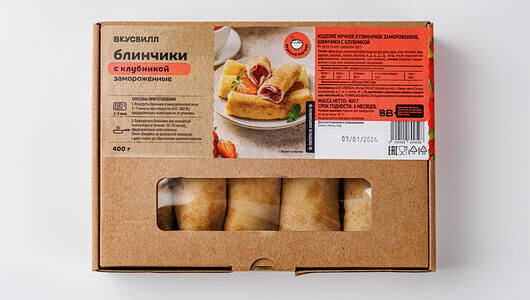 Блинчики с клубникой, замороженные