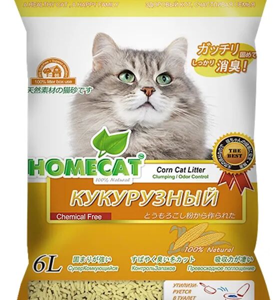 Наполнитель 6л HOMECAT Эколайн Кукурузный комкующийся