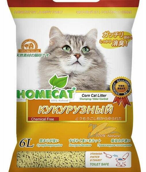 Наполнитель для кошачьего туалета Homecat Эколайн, комкующийся, 6 л