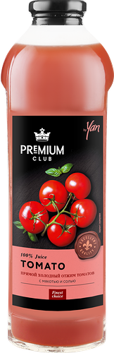 Сок PREMIUM CLUB из томатов с мякотью прямой холодный отжим, 0.93л