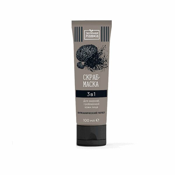 Скраб-маска Зелёная лавка 100 мл для жирной проблемной кожи вулканический пепел