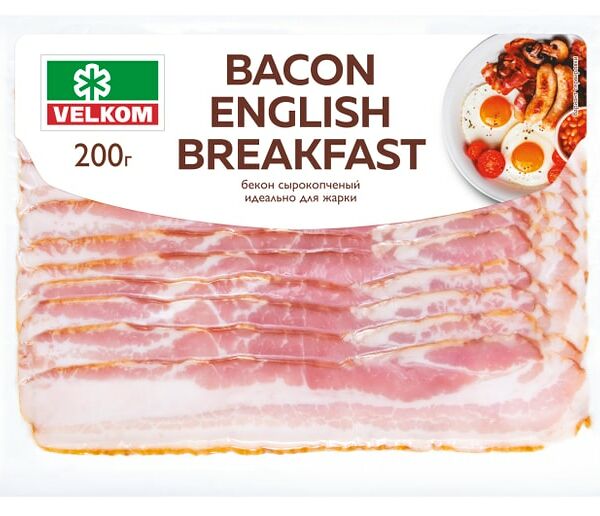 Бекон сырокопченый ВЕЛКОМ English breakfast, нарезка