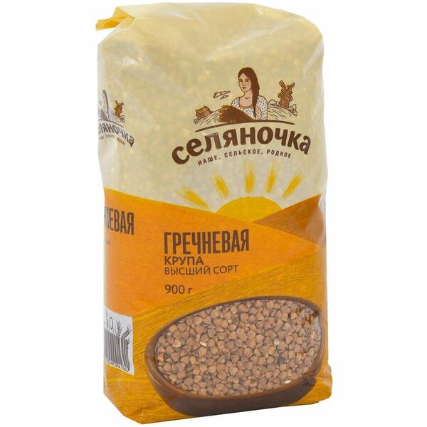 Гречка ядрица Селяночка быстроразваривающаяся пропаренная 900г
