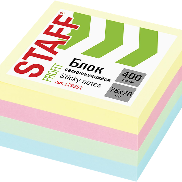 Блок самоклеящийся Офисмаг Staff 4 цвета 76X76мм