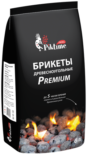 

Брикеты древесноугольные PIKTIME 6л, 1,8кг