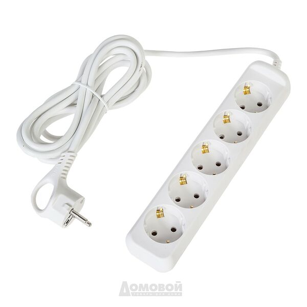 Удлинитель ЭРА, 5 гнезд, с заземлением, 3 м