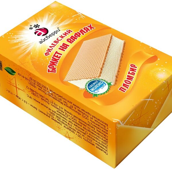 Мороженое Филевский брикет на вафлях Пломбир 80г
