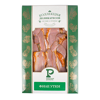 Утка варено-копченая Раменский деликатес филе, нарезка, 150г