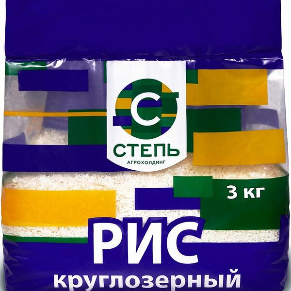 Рис Степь круглозёрный шлифованный 1 сорт, 3кг