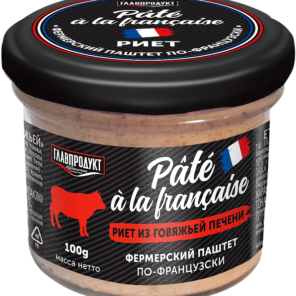 Риет из говяжьей печени Главпродукт Pate a la francaise по-французски