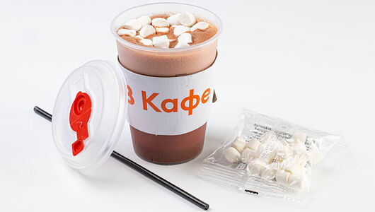Розовое какао с маршмеллоу 0.3, кафе