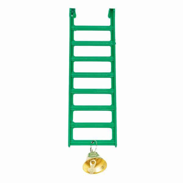 HOMEPET Лесенка для птиц пластиковая с колокольчиком изумрудная 5х18,5см