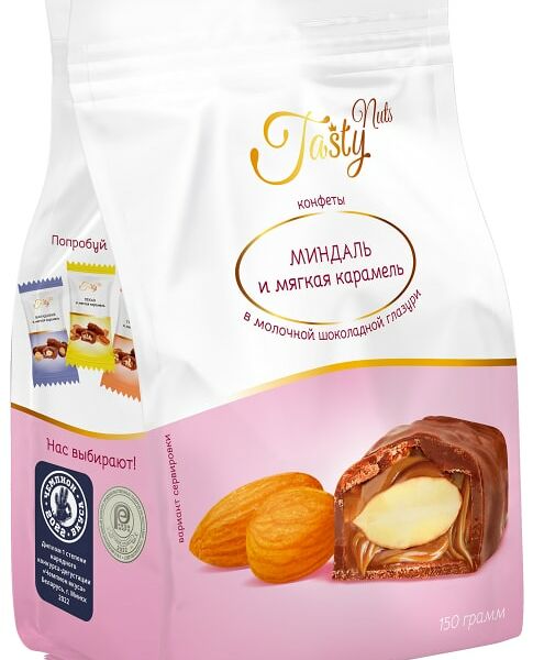 Конфеты Tasty Миндаль и мягкая карамель 150г