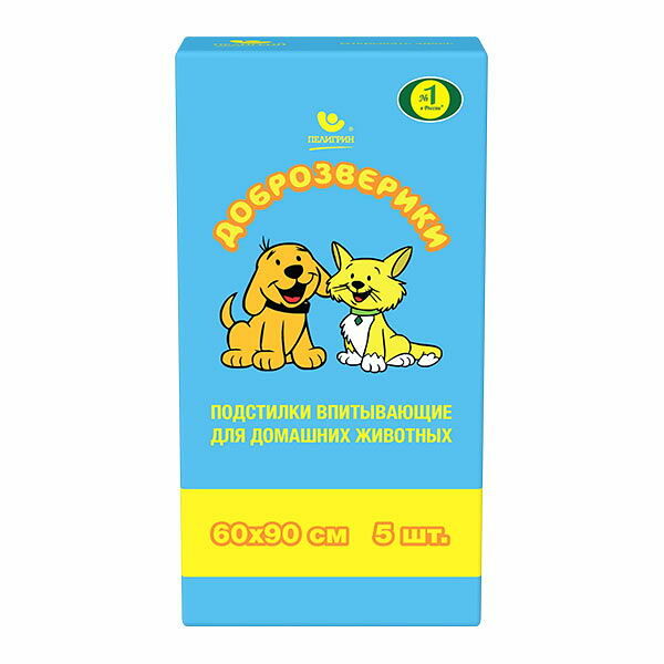 Подстилки для животных Доброзверики впитывающие 60х90 5 шт
