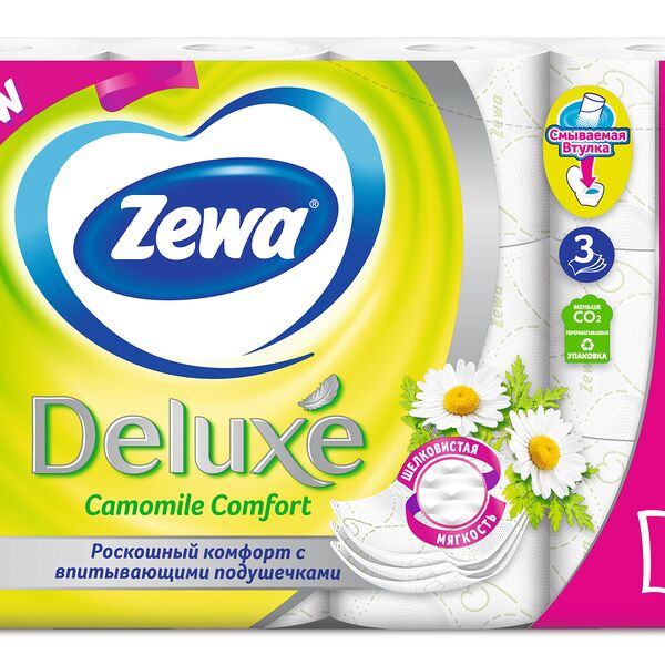 Туалетная Бумага ЗЕВА ДЕЛЮКС 3-х сл. РОМАШКА 12 рул.