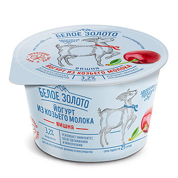 Йогурт Белое Золото из козьего молока вишня 3.2% 150 г