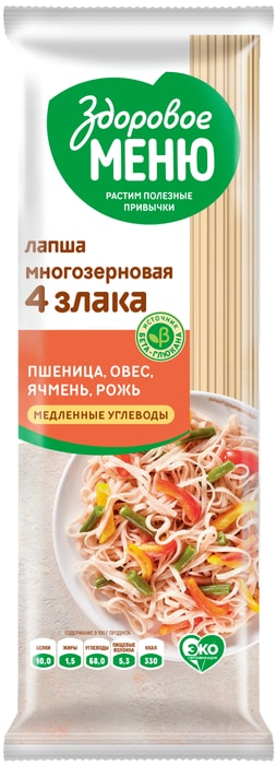 

Лапша Здоровое Меню 4 злака домашняя 450 г