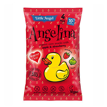 Снеки кукурузно-рисовые Little Angel Angelina с  яблоком и клубникой (без глютена) Органик