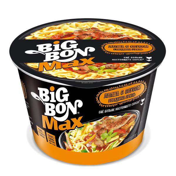 Лапша быстрого приготовления Big Bon с соусом с говядиной гриль