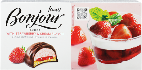 Десерт Konti Bonjour souffle Клубника со сливками 232г