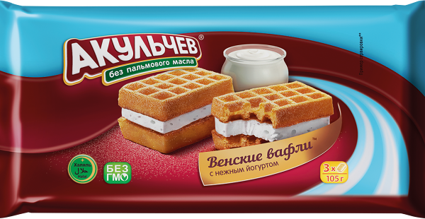Вафли мягкие АКУЛЬЧЕВ Венские с нежным йогуртом 105 г