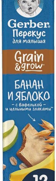 Батончик Gerber Фруктово-злаковый банан и яблоко с 12 месяцев 25г