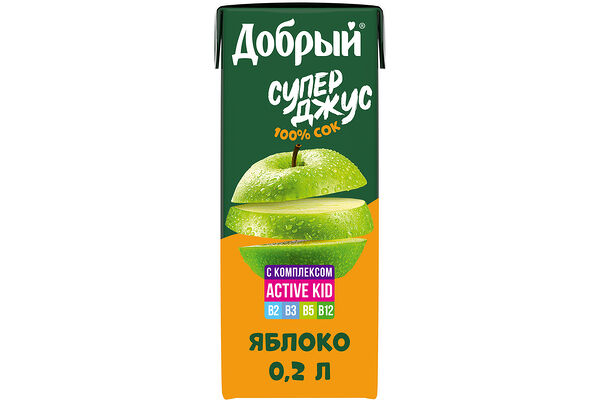 Сок Добрый Active kid Супер Джус яблочный обогащенный витаминным комплексом с 11 месяцев