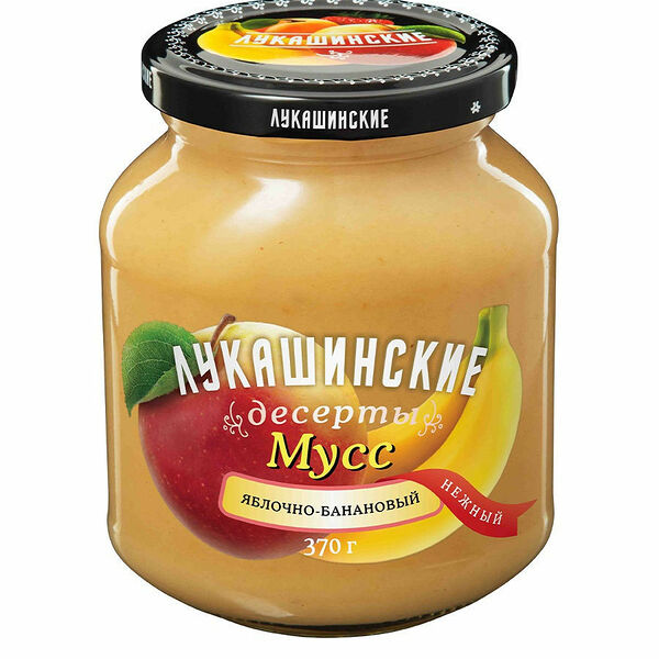 Мусс Лукашинские десерты нежный, яблочно-банановый