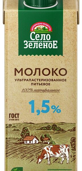Молоко Село Зеленое ультрапастеризованное 1.5% 950мл