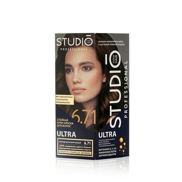 Стойкая крем - краска для волос STUDIO Ultra 6.71 Холодный коричневый