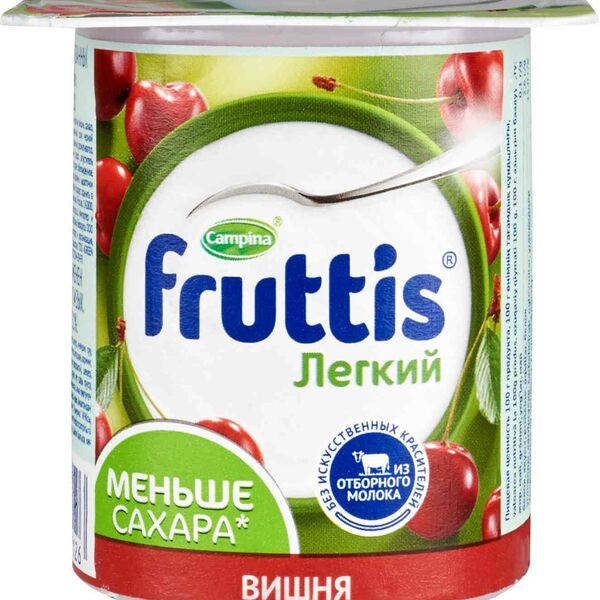 Продукт йогуртный Fruttis Лёгкий Персик-маракуйя, Вишня 0,1%