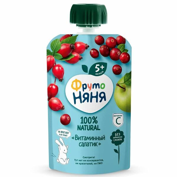 Пюре ФрутоНяня Витаминный салатик с витамином С с 5 месяцев, 90г