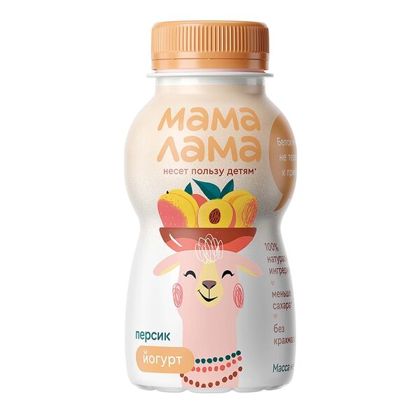 Йогурт Мама Лама питьевой с персиком 2,5% Россия