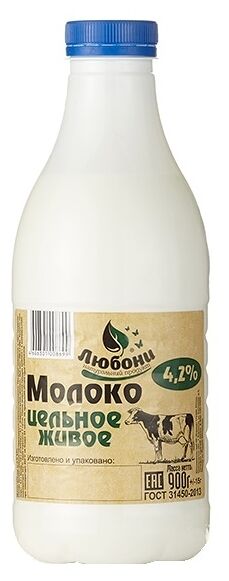 Молоко Любони цельное живое 4.2%