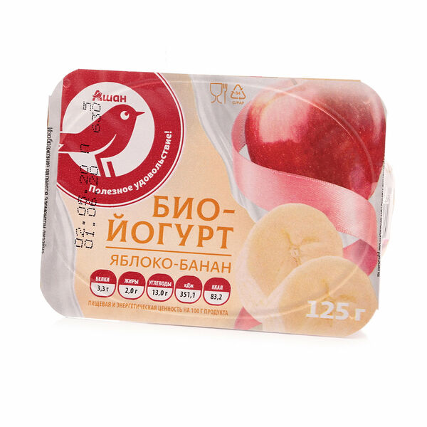 Биойогурт АШАН Красная птица яблоко/банан с витамином с 2%
