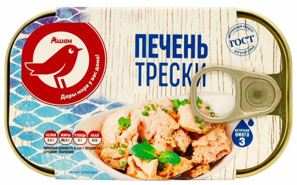 Печень трески АШАН Красная птица