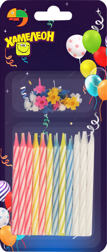 

Свеча для торта ХАМЕЛЕОН 6см, с подставкой, 24шт