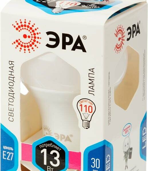 Лампа светодиодная Эра 13W E27 4000k нейт.бел. ст.колба LED A60-13W-840-E27