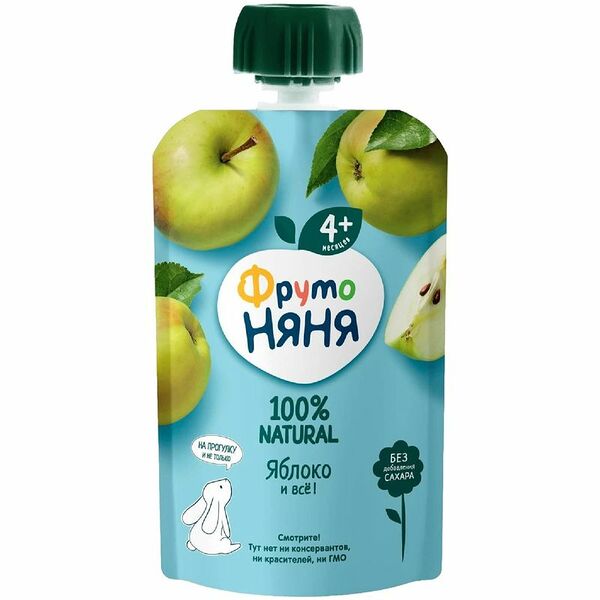 Пюре ФрутоНяня яблочное с 4 месяцев, 90г