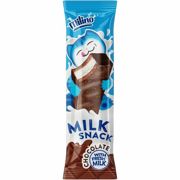 Пирожное Milino бисквитное глазированное с кремом с цельным молоком, Milino,30г