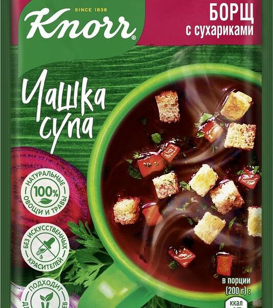 Суп быстрого приготовления Knorr Чашка Супа Борщ с сухариками