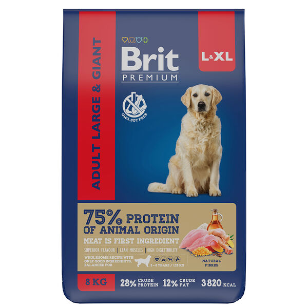 Brit Premium Dog Adult Large and Giant для взрослых собак крупных и гигантских пород Курица