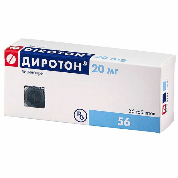 Диротон таблетки 20 мг 56 шт