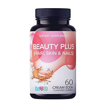 Бад livs hair skin nails Комплекс витаминов для кожи, волос и ногтей со вкусом крем-сода 60 мармеладных пастилок Maya food industries ltd Израиль