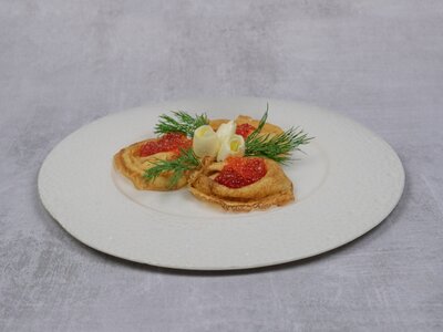 Блинчики с красной икрой
