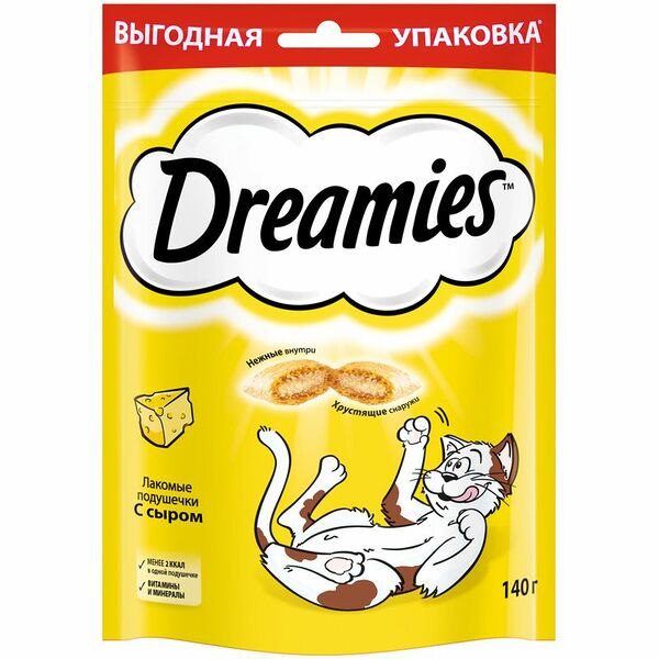 Лакомство для взрослых кошек Подушечки Dreamies с сыром