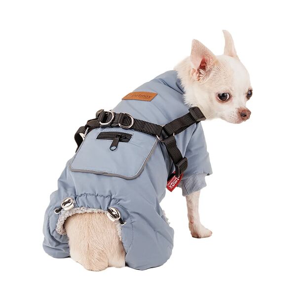 Комбинезон со шлейкой для собак XS голубой унисекс