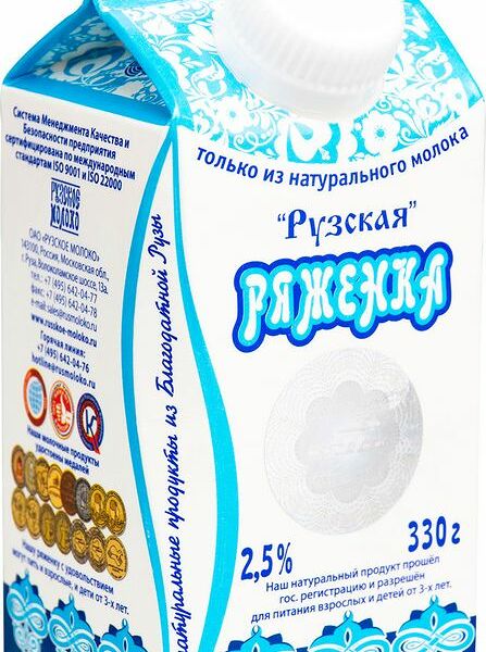 Ряженка Рузское Молоко Рузский 2.5%, 330г
