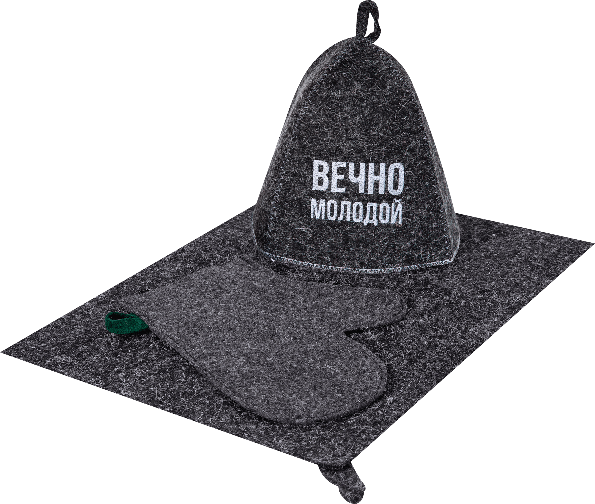 

Набор подарочный для бани ГЛАВБАНЯ Вечно молодой, шапка, коврик и рукавица, Арт. Б323830