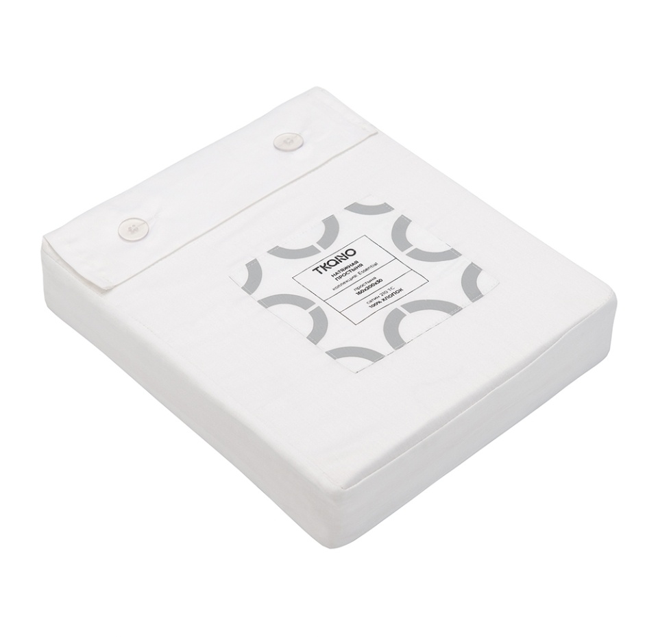 

Простыня на резинке Tkano из сатина белого цвета из коллекции Essential, 160x200x30 см